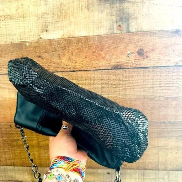 NWOT Whiting & Davis Large Mesh Black Shoulder Bag - Picture 6 of 11